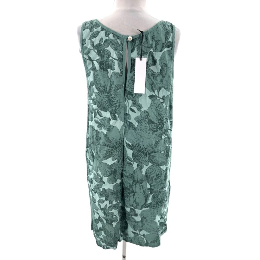NWT Cristina Vergani Women's Floral Linen Blend Sleeveless Dress in Green Sz S - Picture 2 of 6